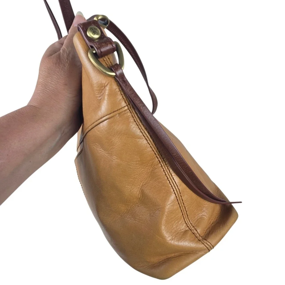 HOBO Cecily Caramel Brown Leather Tote Satchel Shoulder Bag‎ Double Handles READ